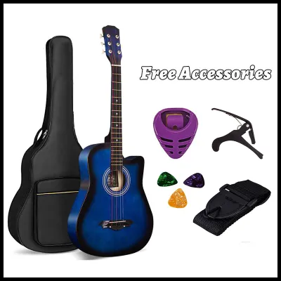 [2-4 วันที่จะมาถึง] กีต้าร์โปร่ง 41นิ้ว ลูกบิดเหล็ก ทำจากไม้ Acoustic Guitar ทัชชิ่งเล่นง่าย เก็บเงินปลายทางได้