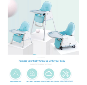Adjustable Baby Comfortable High Chair Safe Feeding Dinner Table highchair With Universal wheel For Kids/Toddler