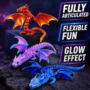 3D Printed Flying Dragon Fidget Toy Articulated Flexible Joint Dragon Figure Stress Relief Gift For Fans Collection Desk Decor