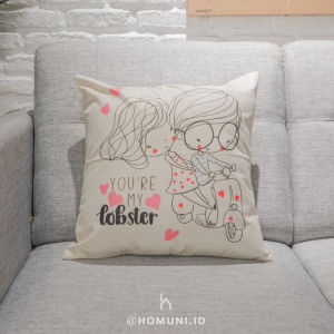 Sarung Bantal Linen Valentine/Cushion Cover Lovely Motif Lucu