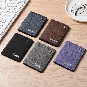 Canvas Ultra-thin Mini Wallet Drivers License Clip Mens and Womens