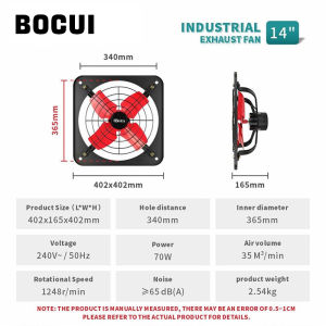 【Bocui】Industrial exhaust fan 8/10/12/14/16/20 inch all metal silent ventilation fan kitchen powerful exhaust fan no punching exhaust fan