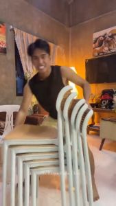 Plastic backrest chair Rattan backrest chair Stackable for home outdoor use Heat dissipation chair