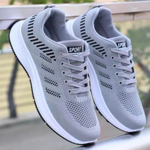 New Style Flying Woven Sports Shoes Running Shoes Comfortable and Breathable Korean Style All-match Casual Mens Shoes