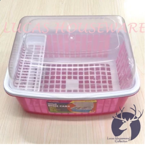 PORTABLE MINI DISH DRAINER DISH ORGANIZER DISH RACK WITH COVER / KITCHEN STORAGE BOX / SPACE SAVER