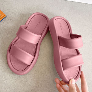 SQShop มาใหม่พร้อมส่ง รองเท้าแฟชั่นผู้หญิงแบบสวม รองเท้าแตะมีสายคาด ตัวสวมเป็นสายคาด2เส้นด้านหน้า ทำจากยางนิ่ม ไม่กัดเท้า พื้นนิ่มสวม