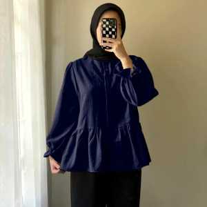 Lolly Ruffle Kemeja Shirt Linen Atasan Wanita Blouse Terbaru