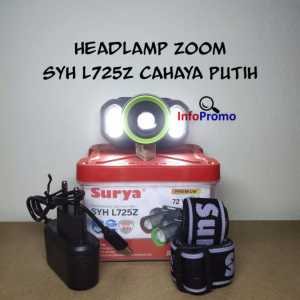 Senter Kepala Surya LED SYH-L725Z 72W Zoom Premium Cahaya Putih Headlamp Rechargeable Original.