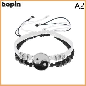 Bopin 2pcs Tai Chi Yin Yang vài Vòng đeo tay dây chuyền thiết lập Mặt dây chuyền có thể điều chỉnh Braid Chuỗi Vòng Đeo tay phù hợp với người yêu Vòng đeo tay choker