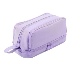 Simple Pencil Pouch Pen Bag Double Layers Pencil Case Solid Color Pencil Bag Aesthetic Pen Case Back to School Supplies