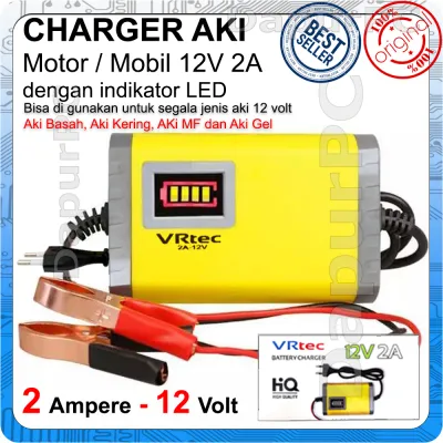 Charger Aki Portable 12V/2A Motor Mobil