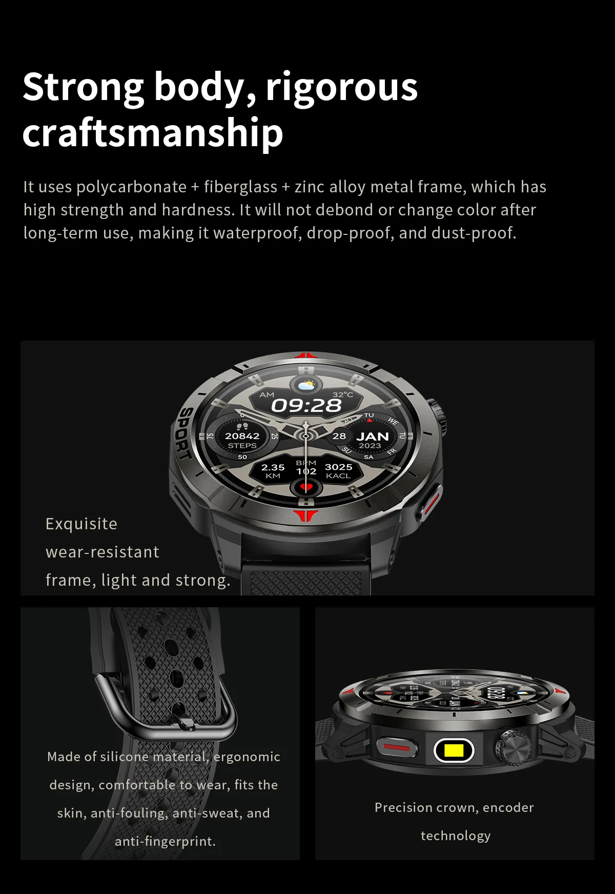 Aolon Navi R4 GPS สมาร์ทวอทช์ ตำแหน่งความถี่คู่หกดาวเทียม รับรู้การเคลื่อนไหวโดยอัตโนมัติ ระดับความสูง นาฬิกาสุขภาพ
