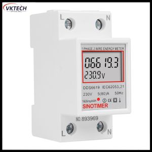 【Vktech】 Digital Electricity Usage Monitor LCD Display 220V 230V Electric Energy Monitor Din Rail 50 60Hz Super Energy Saving Indoor Installation 【1-3 days Delivery】
