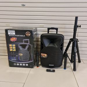 Speaker Portable Aiwa 12 inch isi 2 mic wirelles pegang2