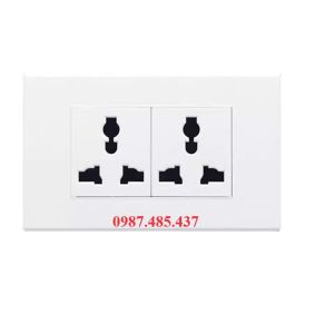 Ổ cắm đôi 3 chân chữ nhật 16A - Ổ cắm điện 6 lỗ 118mm