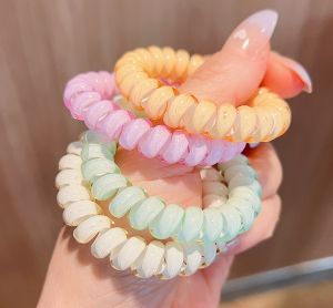 Set 5 Dây cột tóc lò xo mềm dẻo màu pastel thời trang H5