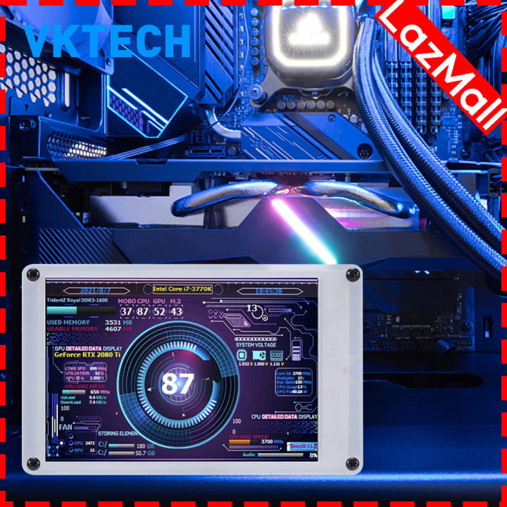 [Vktech] Dual USB Secondary Display CPU GPU RAM HDD DIY Acrylic PC ...