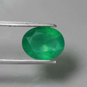 2.20 ct พลอยแท้ โมรา (Green Agate) สีเขียว ทรงไข่ แอฟริกา