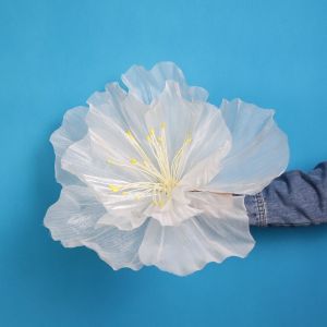 YUNAFIN 30/40/50cm Artificial Peach Blossoms 3D Fluffy Petals Giant Gauze Fake Flowers  Wedding Landscaping Yarn Flower Home Garden Decor