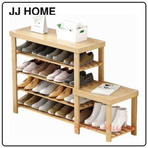 【JJ HOME】Carved Bamboo Shoe Rack Bench / Storage Rack / Seat Wearing Taking off Shoes Strong Organizer
