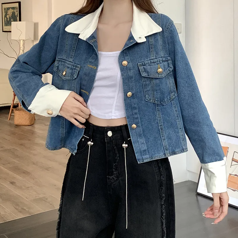 Denim Jacket Korean Style Cropped Jacket Cardigan Long sleeved Top Lazada PH