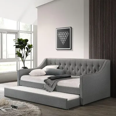 MUSE Design HALEY DayBed With Pull Out Trundle-Stone Velvet