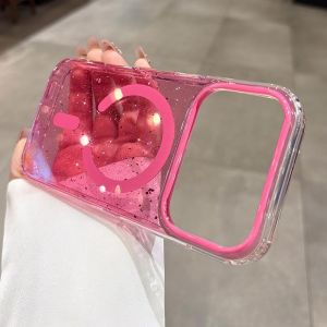 Glitter for Magsafe Transparent Ultra Slim Case for iPhone 17 16 Pro Max 15 14 13 Air Bling Candy Color Clear Cover