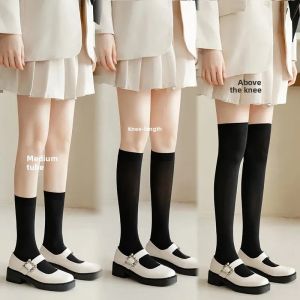 Black White Velvet over Knee Long Tube Socks Thin Model College Network Famous Short Socks to Knee Suitable for Men And Women