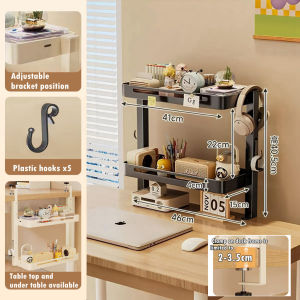 2 Tier Desktop Storage Rack Clamp-On Organizer Shelf Office Table Stationery Bookshelf Rak Desktop Organizing Rack