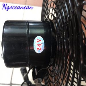 Quạt Kẹp Trên Xe Ô Tô Lồng Sắt Đen 12 và 24v Cánh sắt  - Đường Kính 22cm