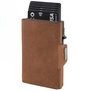 Genuine Leather RFID Card Holder for Men Minimalist Leather Credit Card Wallet with Coin Purse and Cash Slot Travel Small Purse2026
