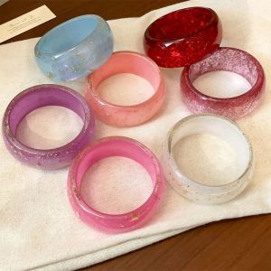 VGMJ Circle Geometric Aurora Bangle Smudging Resin Retro Hand Ring Fashion Europe American Style Women Wide Bracelet Girls
