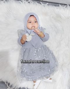 gamis bayi newborn akikah perempuan baju muslim set hijab fazah muslim gamis bayi pesta