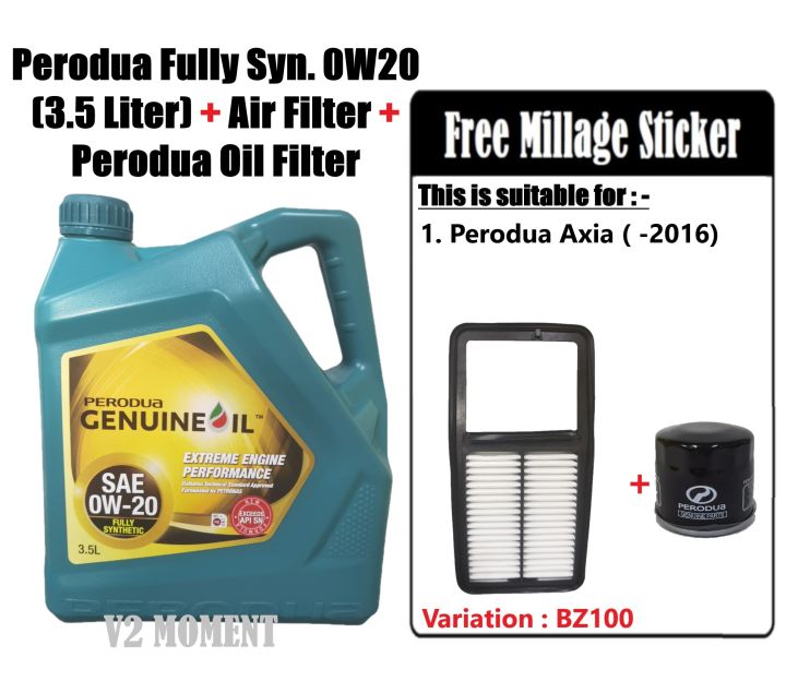 Perodua Engine Oil W Fully Synthetic L Perodua Oil Filter P A Air Filter Lazada