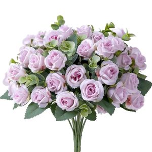 COMEMECO Quà Tặng Nguồn Cung Cấp bên Trang Trí nội thất Sống động như thật Hoa Mô phỏng Cây Lá Hoa Sắp Xếp Nhân tạo Bạch Đàn Rose