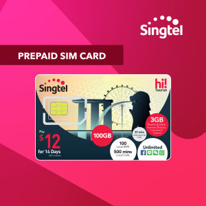 Singtel SGD12 hi Prepaid 5G+ Tourist SIM Card (SIM Card to be registered within 7days)