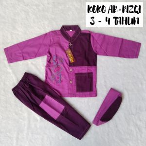 AR-RIZQI SETELAN KOKO LENGAN PANJANG ANAK COWOK USIA 2-4 TAHUN BAJU NGAJI HARIAN BAHAN KATUN CIGARET
