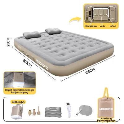 MODOFO Kasur Angin mattress Bisa Tahan 200x150x40cm Outdoor Matras Kasur Pompa Matras Tidur Inflatable Bed Pompa Tiup Double Air Bed kasur tiup
