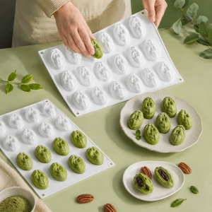 MODERNLUX 15-cavity Mousse Cake Mold Non Stick Silicone Cake Making Tool Pistachio Pecan Shape Chocolate Mold Kitchen Use