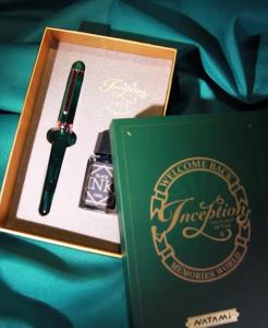 Natami fountain pen fine nib transparent clear ink converter smooth flow rose trim gift leather pouch platinum calligraphy