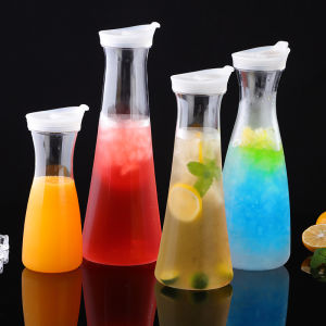 1L Round Carafe With White Lid Plastic Cold Water Kettle Juice Flower Tea Kettle Heat-resistant Food-Grade Pitchers