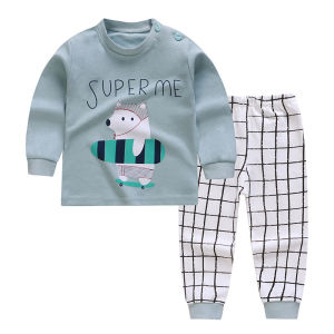 [0-5Y] KS BABY - CUTE 2pc/ Pajama Set Baju Tidur & Seluar Kids 100% Cotton Pyjamas Long Sleeve Long Pants Baju Lengan Panjang Sleeping Aircon Sejuk Budak Boy Girl Toddler Sleepwear Bayi Lelaki Perempuan Home Wear Sleepwear Animal Shark Mouse Print