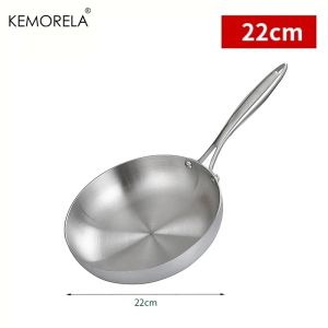 304 Stainless Steel Frying Pan Non-Stick Pan Fried Steak Pot Uncoated Kitchen Cookware For Gas Stove and Induction Cooker