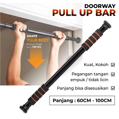 Pull Up Bar Pintu Dinding Door Chinning Bar Alat Fitness Olahraga Dirumah 60-100CM