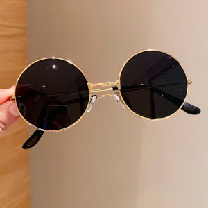 1PC Retro Childrens Roundt Metal Frame Sunglasses Retro Round Frame Sunglasses  Frame Film Reflective Sunglasses Anti-ultraviole