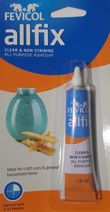 Fevicol Allfix Clear & Non-Staining All Purpose Adhesive - For Craft Uses,  General Household Items, 20 ml