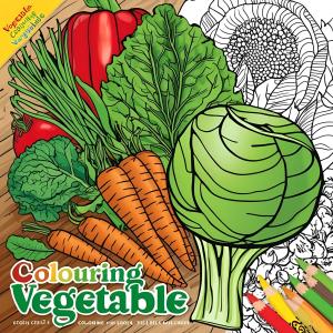Veggie Adventures Colouring book come with three language learning (Chinese English Bahasa).