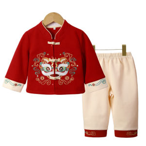 Chinese Costume for Baby Boy Red Tang Suits New Year Hanfu Lion Dance Full Moon Birthday Clothes
