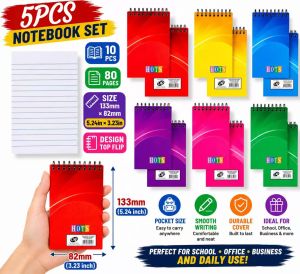 AKA HOTS Spiral Notebook 10PCS Wire Bound Notebook Mini Notebook Pocket Notebook Small Writing Notebook Memo Pad 80 Leaves School Supplies