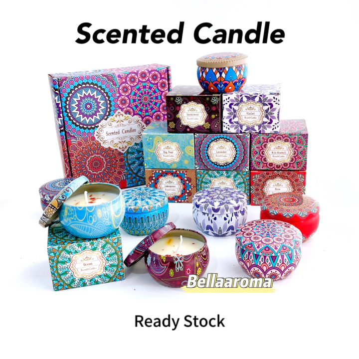 Aroma Scented Candles Natural Fragrance Soy Wax with Dried Petal (75g ...